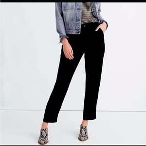 Madewell Drapey Track Trouser Black High Waist Crop Linen Blend Size Medium